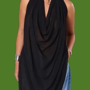 Elegant Sheer Black Women's Open Back Tank Top